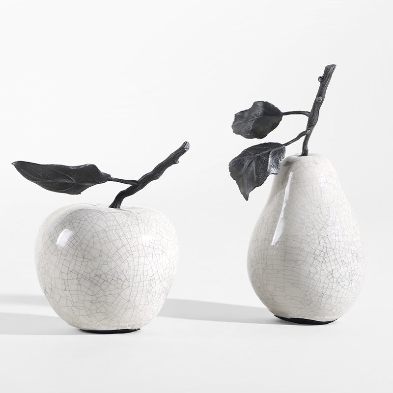 Minimalist Creative Crack White Marble Apple Pear Decoration