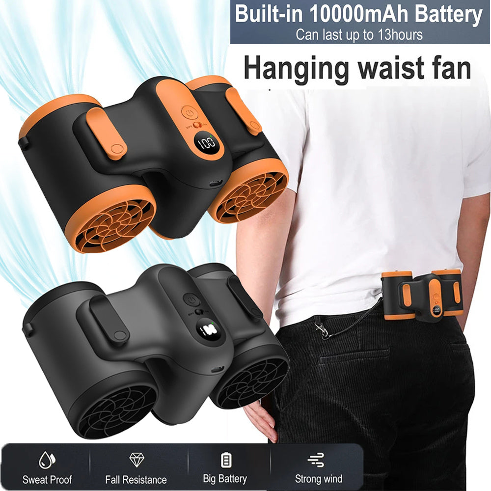 Portable Rechargeable Waist Fan – Ultra Quiet Wearable Handheld Electric Air Cooler