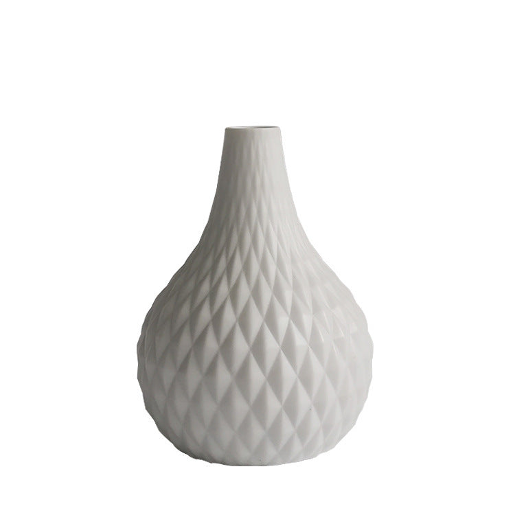 Handmade Simple INS Style White Porcelain Small Vase – Soft Home Decoration Ornament