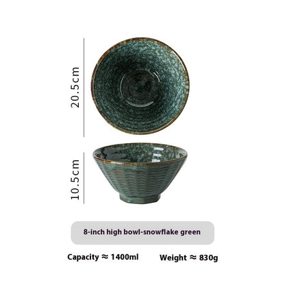 Premium Retro Kiln Baked Household Ceramic Large Ramen Bowl
