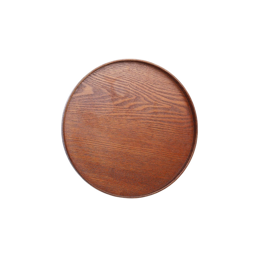 KowaWood Japanese Wooden Tea Tray – Round Serving & Storage Plate