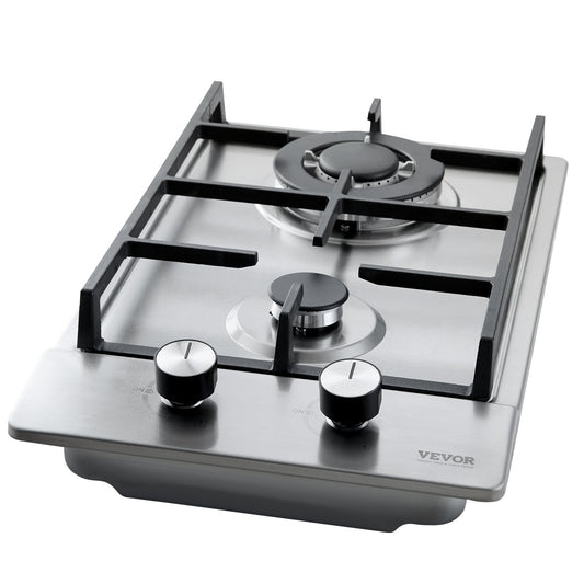 Vevor Dual Fuel Gas Hob – 2 Burners, Thermocouple Protection, High-Power 12250BTU