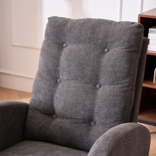 LuxeHaven Accent Rocking Chair with Footrest – High Back Rubber Wood Rocking Legs