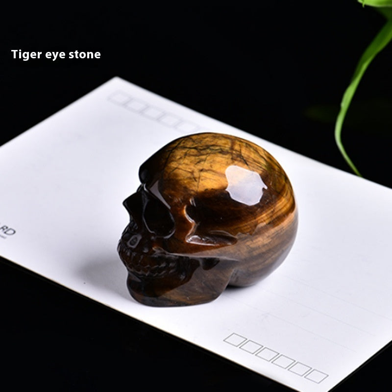 Natural Crystal Skull Semi-precious Stone Carving Crafts Ornaments