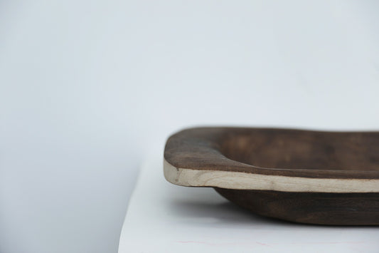 Elyra Atelier Willow Dark Walnut Handmade Wooden Tray – Luxury Coffee Table & Fruit Basin Décor - Tavira Store | A Luxario Labs Ltd Brand.