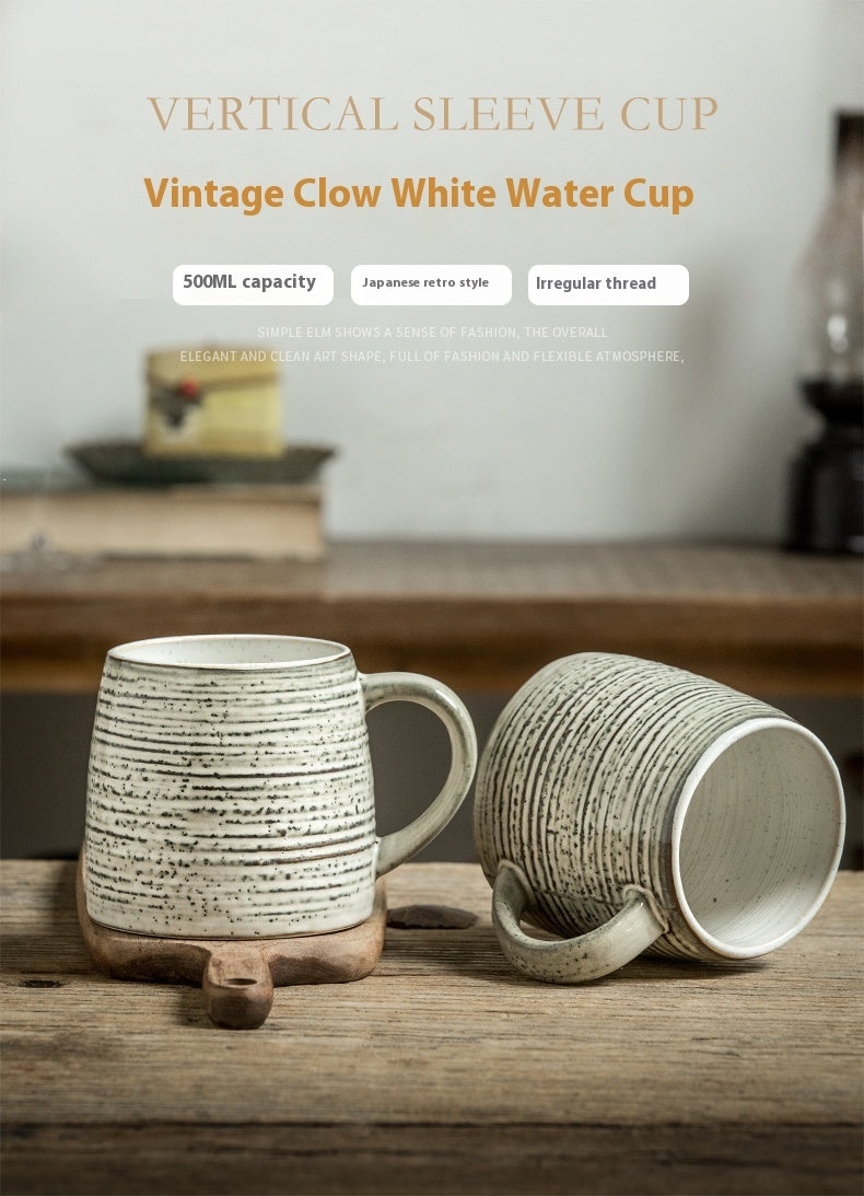 Kurohana Ceramic Retro Distressed Japanese Style Big Belly Drinking Cup