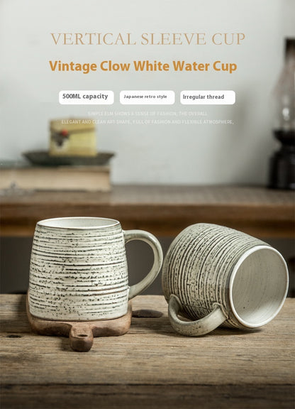 Kurohana Ceramic Retro Distressed Japanese Style Big Belly Drinking Cup